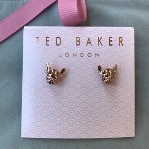 Ted Baker French Bulldog Rose Gold Stud Earrings